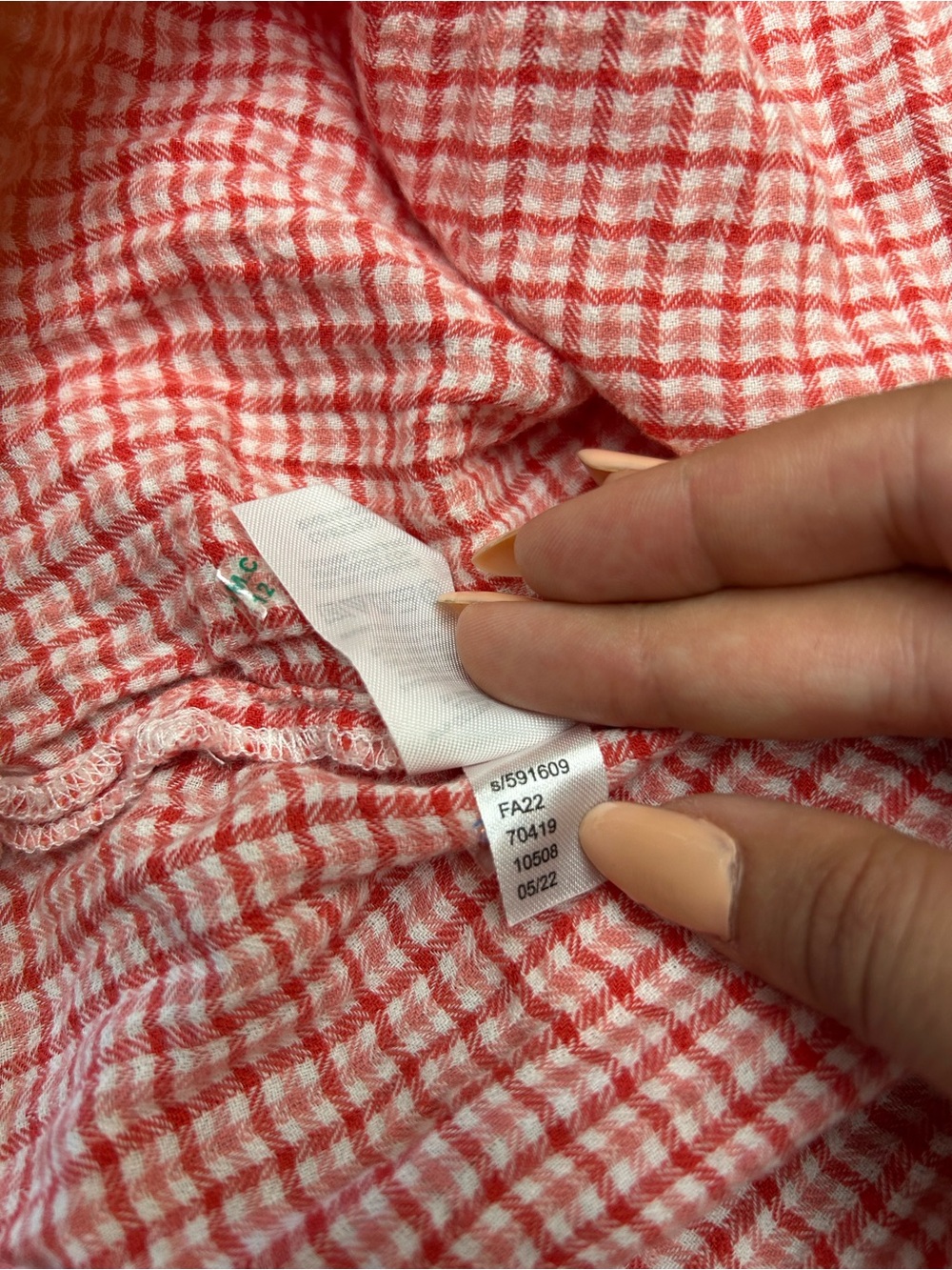 LOFT Pink & White Gingham Ruffle-Neck Button Front Blouse - Picture 6 of 7